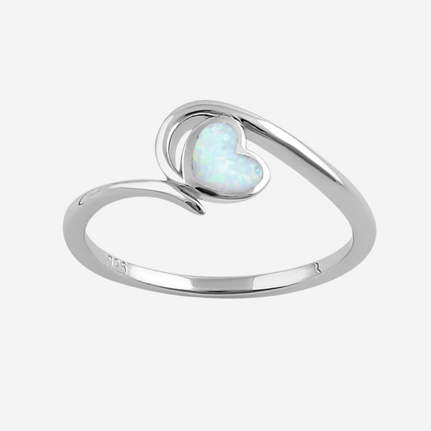 White Opal Heart Sterling Silver