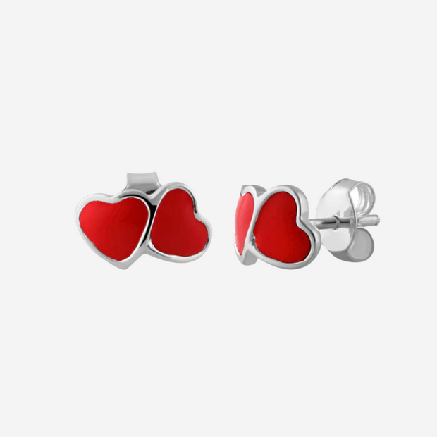 Petite Pair of Hearts Earrings: Sterling Silver