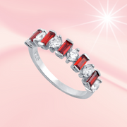 Rare Fire Gemstone Band Sterling Silver