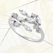 Diamond Leaves Sterling Silver