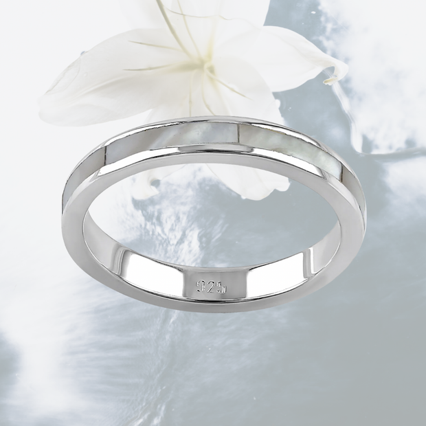 Mother of Pearl Band Sterling Silver