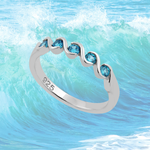 Rare Quintuple Aqua Sterling Silver