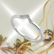 Simple Chevron Diamond Ring Sterling Silver