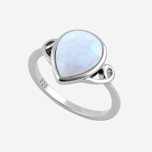 Rare White Opal Pear Sterling Silver
