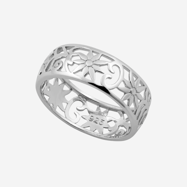 Hollow Flowers Band Sterling Silver