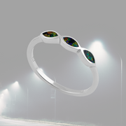 (1 Free Per Order) 3 Marquise Midnight Green Sterling Silver