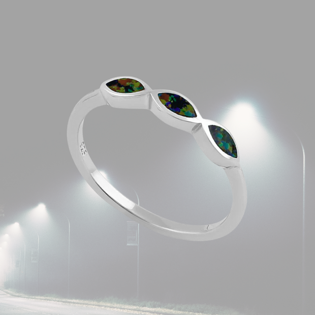 (1 Free Per Order) 3 Marquise Midnight Green Sterling Silver