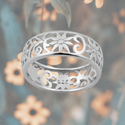 Hollow Flowers Band Sterling Silver