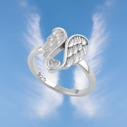 Rare Heart Wings Sterling Silver