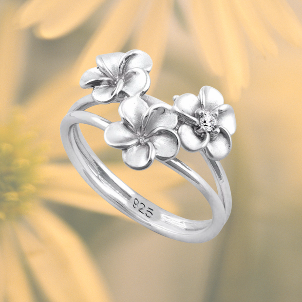 Triple Flower Band Sterling Silver