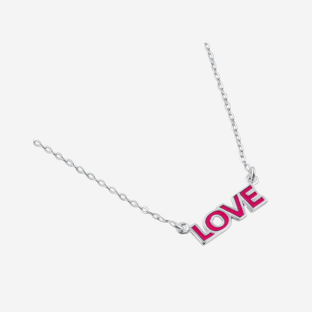 Petite Pink Love Necklace: Sterling Silver