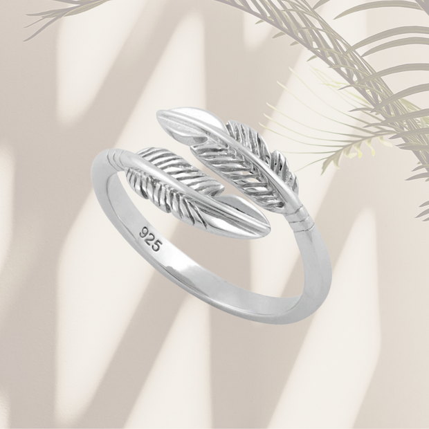 Rare Double Feather Sterling Silver