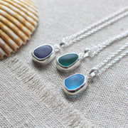 Rare (Teal/Green) Sterling Silver Sea Glass Necklace #421