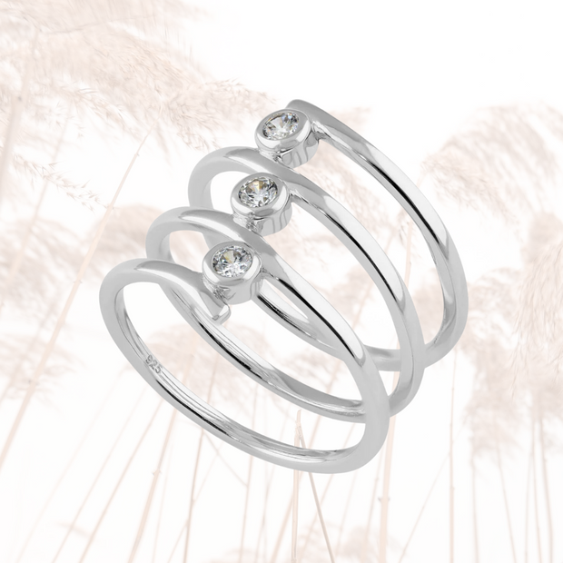 Rare 3 Spiral Gemstone Sterling Silver