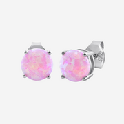 Rare Pink Opal Stud Earrings: Sterling Silver