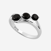 Rare Triple Black Stone Sterling Silver