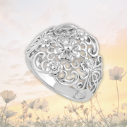 Eternity Flower Band Sterling Silver
