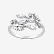 Diamond Leaves Sterling Silver