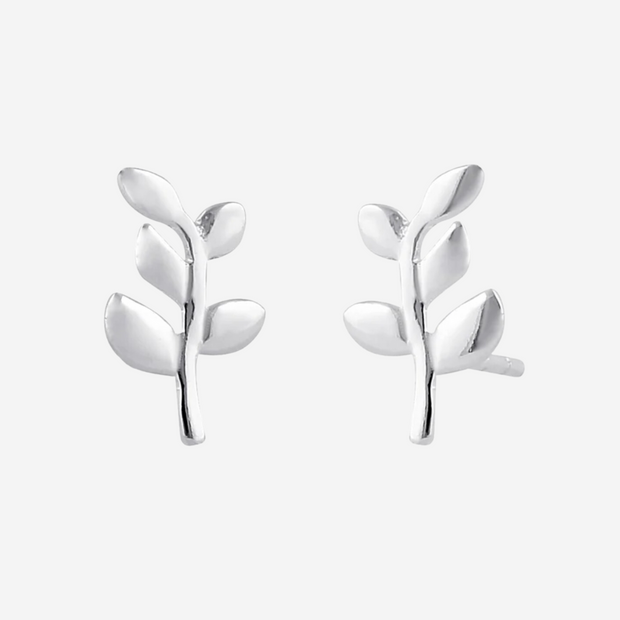 Simple Leaves Earrings: Sterling Silver