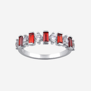 Rare Fire Gemstone Band Sterling Silver