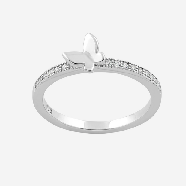 Diamond Monarch Butterfly Sterling Silver