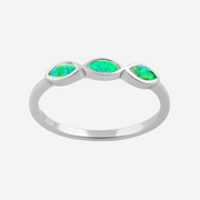3 Marquise Green Opal Sterling Silver