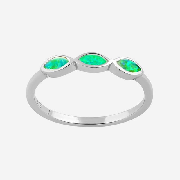 3 Marquise Green Opal Sterling Silver