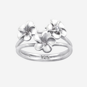 Triple Flower Band Sterling Silver