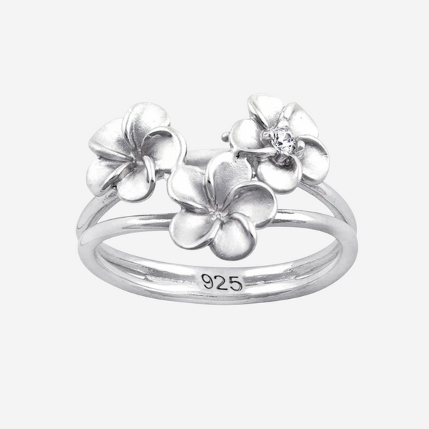 Triple Flower Band Sterling Silver