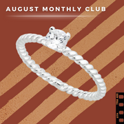 (Monthly Ring Club) Sterling Silver Rare Diamond Chevron