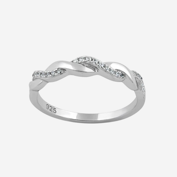 Braided White Gemstones Sterling Silver