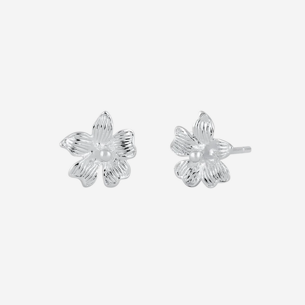 Hibiscus Flower Earrings: Sterling Silver