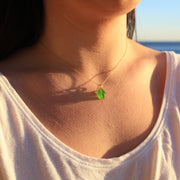 Sea Glass Necklace: Green Stack Gold Filled