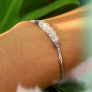 Sea Glass Bracelet: White Beaded Bohemian