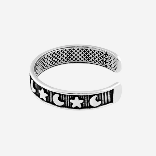 Midnight Stars Adjustable Toe Ring Sterling Silver