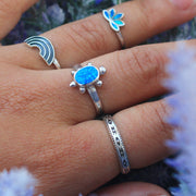 Sea Candy Ring: Blue Opal Turtle Ring Sterling Silver