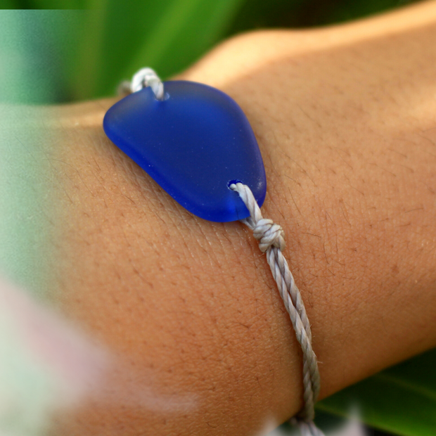 Sea Glass Bracelet: Cobalt Blue Bohemian