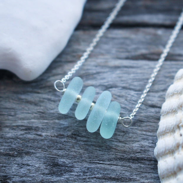 Sea Glass Necklace: Seafoam Bar Sterling Silver