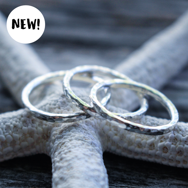 Sea Candy Ring: (3) Hammered Simple Sterling Silver