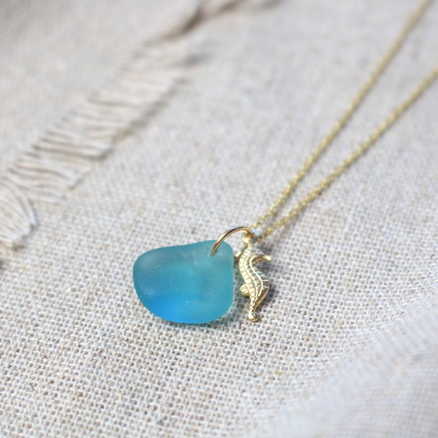 Rare Sea Glass Necklace 14k Gold #415