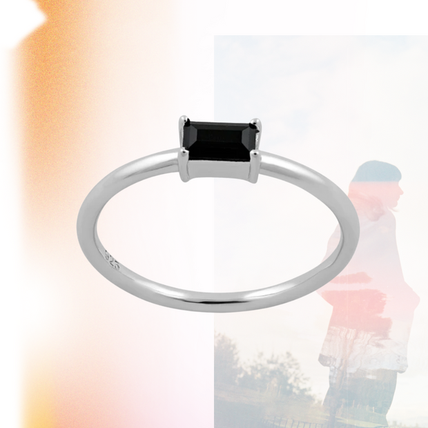 Rare Black Gemstone Sterling Silver