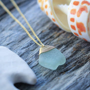 Sea Glass Necklace: Seafoam Gold Filled
