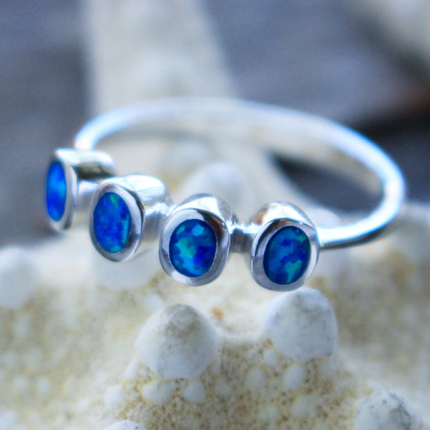 Sea Candy Ring: 4 Opal Gem Sterling Silver