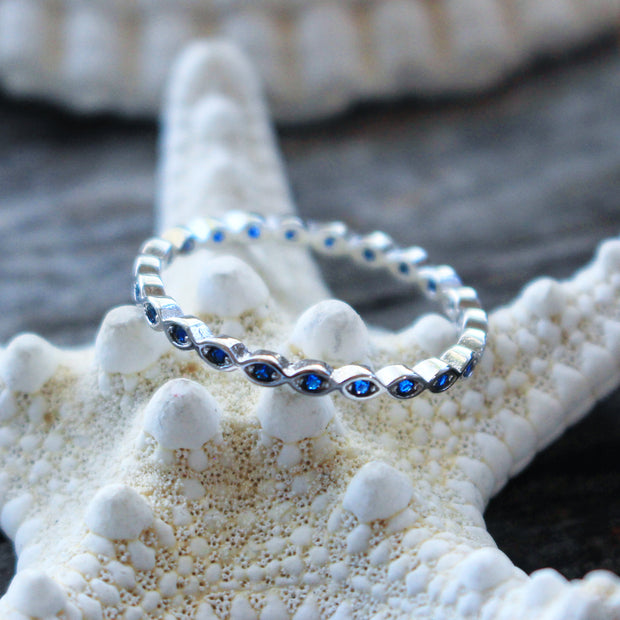 Sea Candy Ring: Blue Gem Eternity Sterling Silver