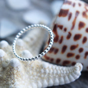 Sea Candy Ring: Dainty Simple Beaded Sterling Silver
