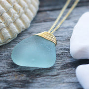 Sea Glass Necklace: Seafoam Gold Filled