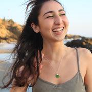 Sea Glass Necklace: Green Sterling Silver