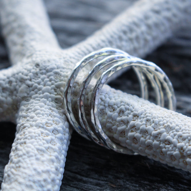 Sea Candy Ring: (3) Hammered Simple Sterling Silver
