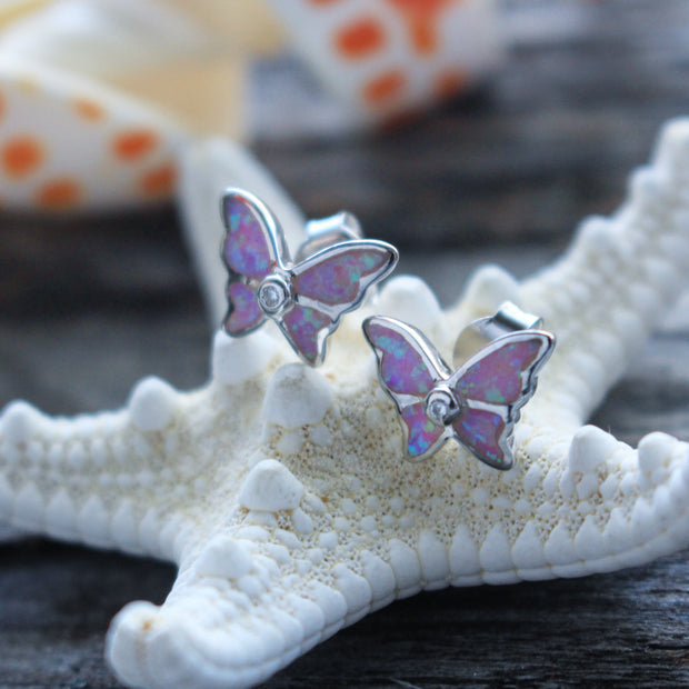Sea Candy Earrings: Pink Opal Butterfly
