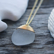 Sea Glass Necklace: White 14k Gold Fill #17
